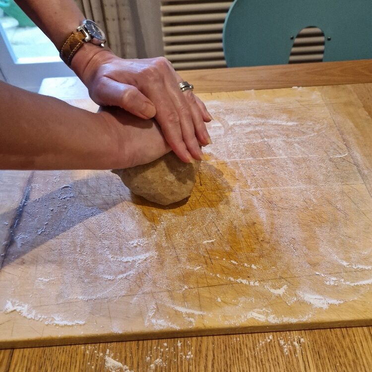 Emily kneading dough