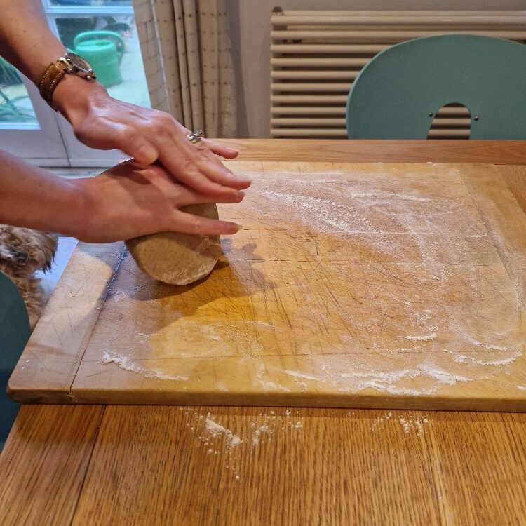 Emily kneading dough