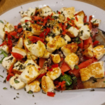 Crispy duck and haloumi salad