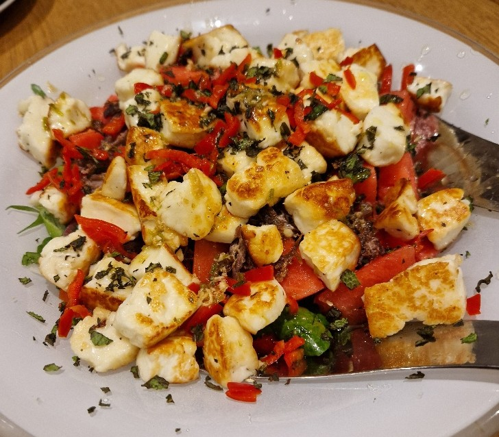 6. Crispy Duck, Watermelon & Halloumi Salad