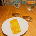 omelette & glass of wine and elderflower