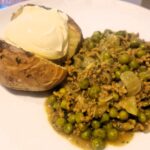 keema mince with peas and baked potato serving
