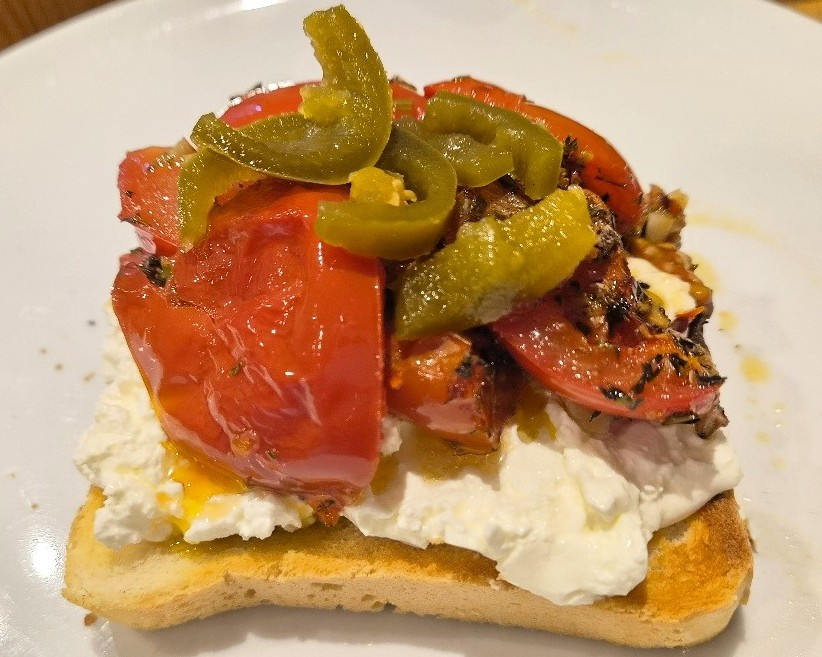 tomato, cottage cheese & jalapeno toast
